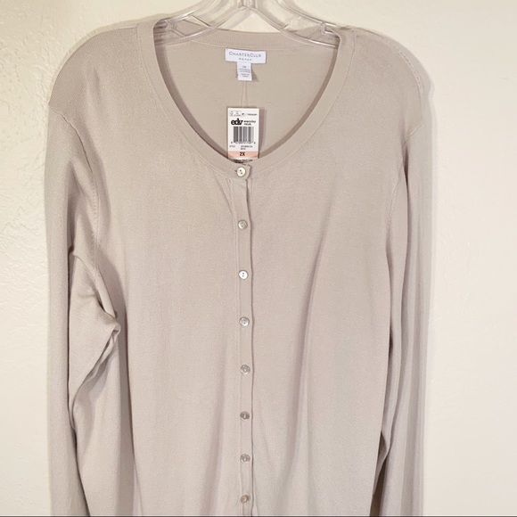 Charter Club Cream Long Sleeve Cardigan 2X - Picture 5 of 6